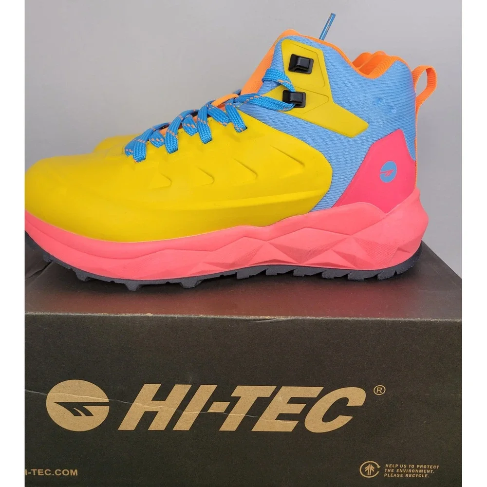 Hi-Tec Glade Mid Kids Hiking Boots Lemon Chrome Diva Pink CH80152S-YPM Size 5.5Y
